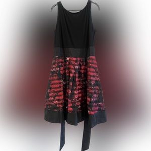 Chic Sleeveless High-Low Floral Dress with Sash Ties Size 14